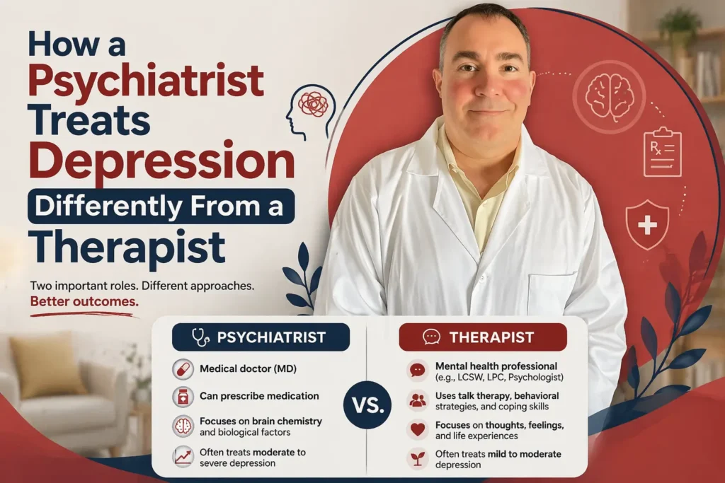 How a Psychiatrist Treats Depression Differently From a Therapist